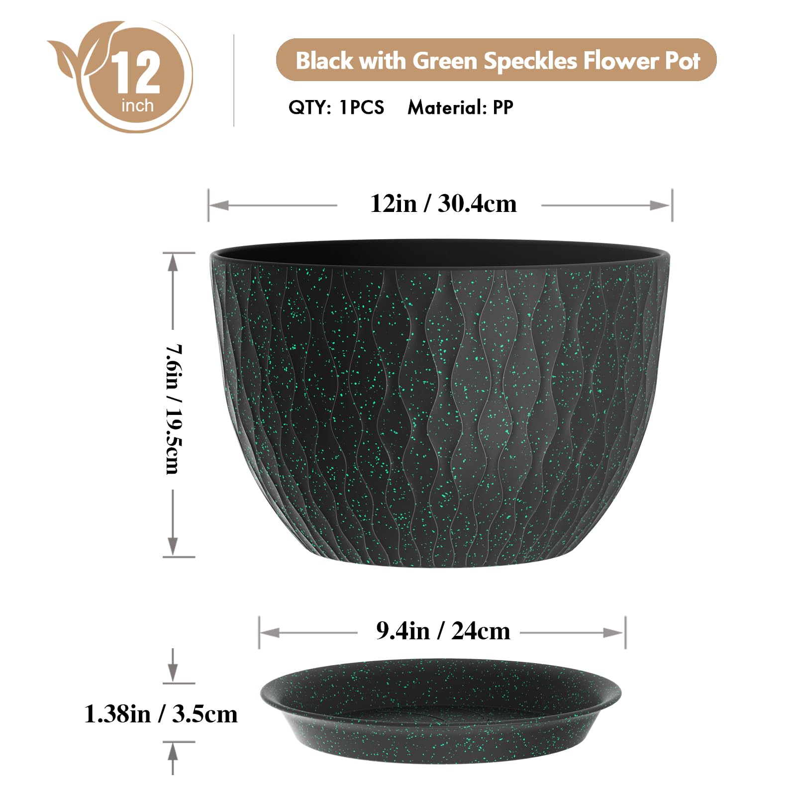 Condition photo showing New/Like New for wsmksz 12 inch wide water ripples flower pots for indoor or outdoor plants, large plant pots with dr