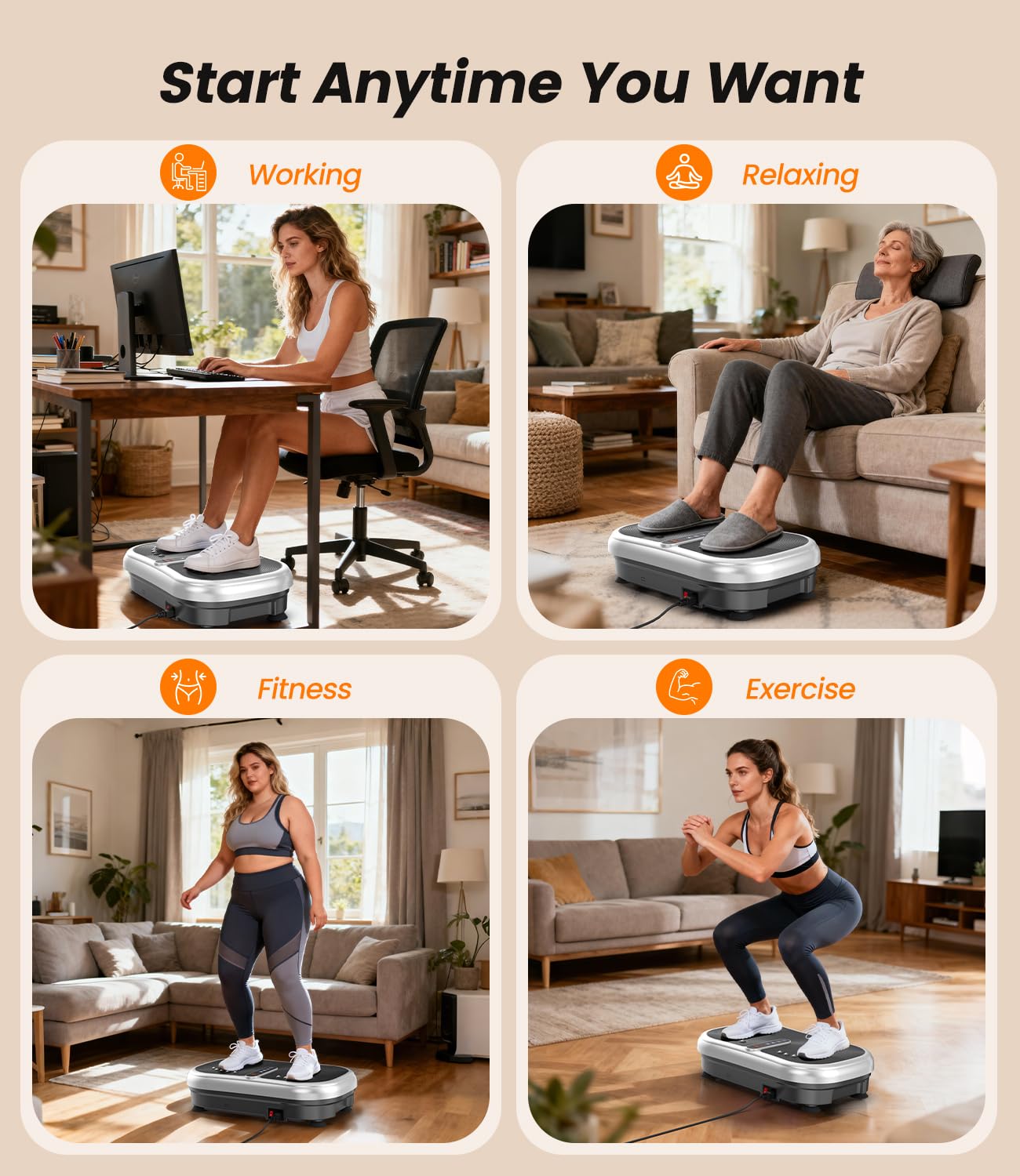 Vibrationsplatte 200W Vibration Plate Fitness mit Fernbedienung, 120 Stufen, Ultraschall & Gummifüße – für Home Workout, Muskelstraffung & Regeneration, Ideal für Frauen & Senioren 9