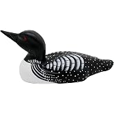 CVHOMEDECO. Primitives Hand Engraving and Painted Wood Loon Farmhouse Figurine Decorative Accent, 10-1/4 Inch