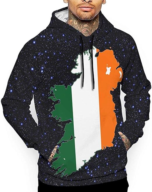 Men's 3D Sweatshirts Pullover Print Hoodies Map Flag Ireland Tricolor