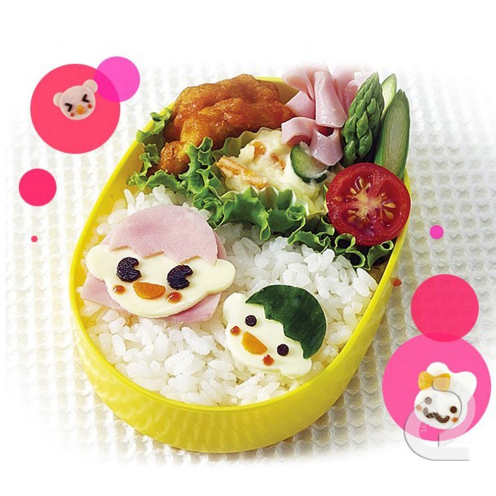 OHF 3 in 1 Bento Accessories Various Emotion Expression Rice Mold Onigiri Shaper and Dry Roasted Seaweed Cutter Set