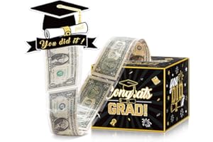 Sawowkuya 2024 Graduation Gift Money Cash Pull Box for Class of 2024 Graduation Party Supplies (Black Gold)
