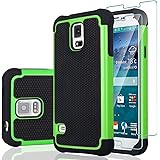GAMEMIUZ Galaxy S5 Case, Galaxy S5 Case with [2 Pack] Tempered Glass Screen Protector, Shockproof Defender Armor Protective D