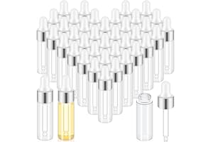 Didaey 200 Pcs Mini Glass Dropper Bottles Mini Dropper Bottles Sample Bottles Small Sample Vials with Lid for Traveling Essential Oils Cosmetic Liquid Sample Perfume (Silver,5 ml)