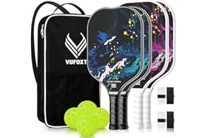 VUFOXT Pickleball Paddles Set of 2/4, USAPA Approved Carbon Fiber Surface Pickle Ball Set - 14mm PP Honeycomb Core of Lightweight Pickleball Rackets -Suitable for Beginners' Training and Game（Blue）