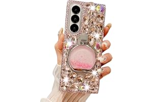 AULZAJU for Samsung Galaxy Z Fold 7 Case Bling Diamond Glitter Girly Design,Galaxy Fold 7 Case Handmade Holographic Sparkle Crystal Rhinestone Soft TPU Bumper Cover for Samsung Z Fold 7 for Women Girls Pink