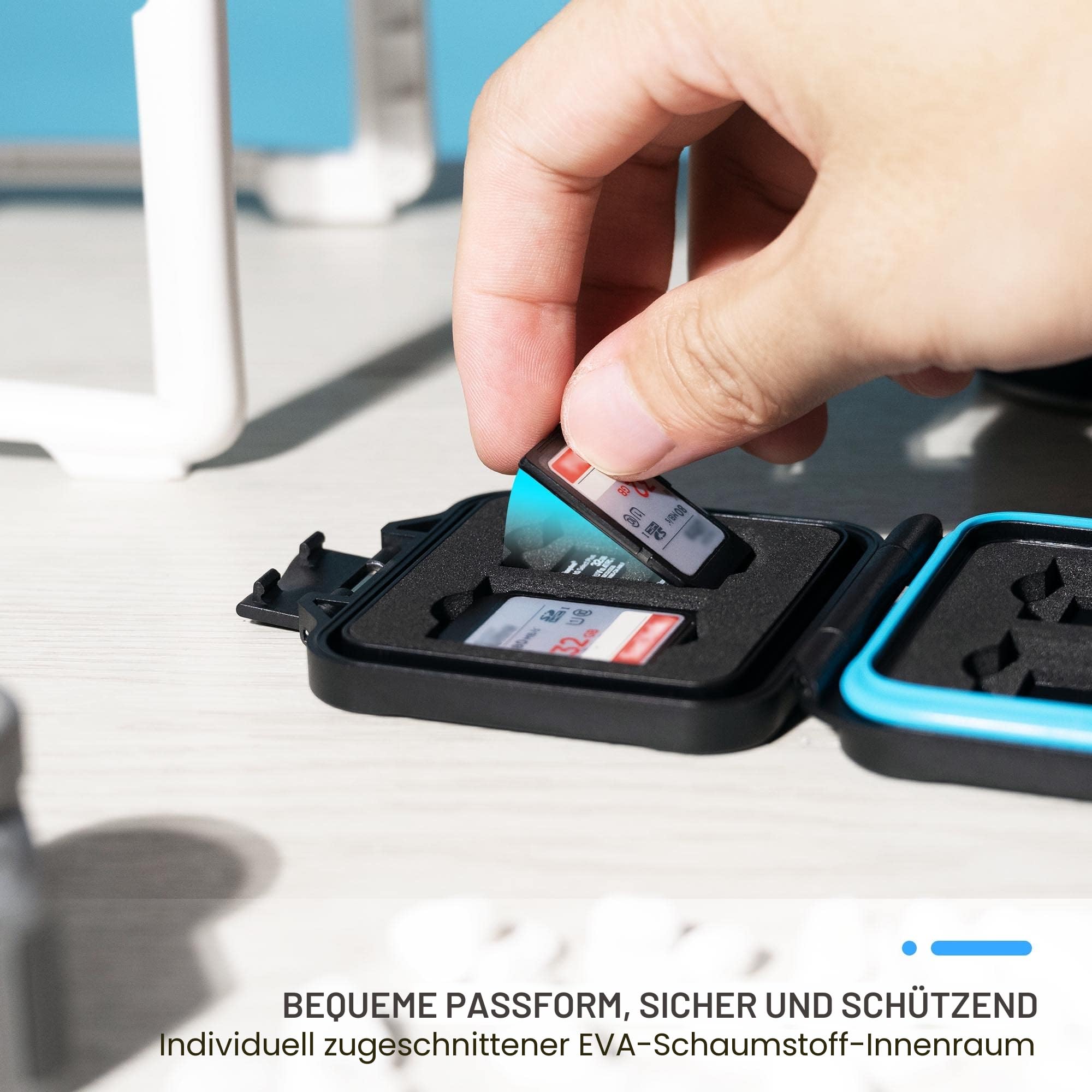 JJC Speicherkarten Hülle Schlanker Halter für 4 SD SDXC SDHC und 8 Micro SD Micro SDXC Micro SDHC TF Karten, Wasserbeständiger Stoßfest Tragbare SD Card Aufbewahrungsbox Organizer 6