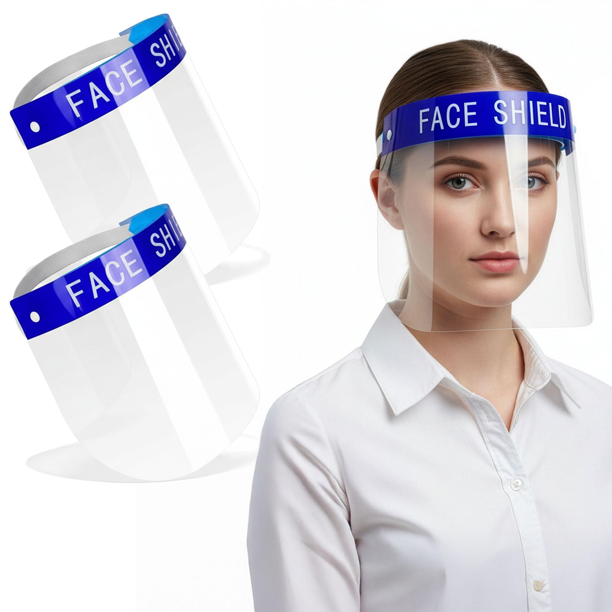 Safety Face Shield Full Protection Cap Wide Visor Resistant Spitting Anti-Fog Lens Lightweight Adjustable Transparent Face Shield