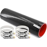ID 3in x 12in Length Straight Silicone Coupler Hose 4-Ply with 4 Stainless Steel T-Bolt Clamps as Turbo Intercooler Intake Pipe,Fits Pipe OD up to 3in(76mm)