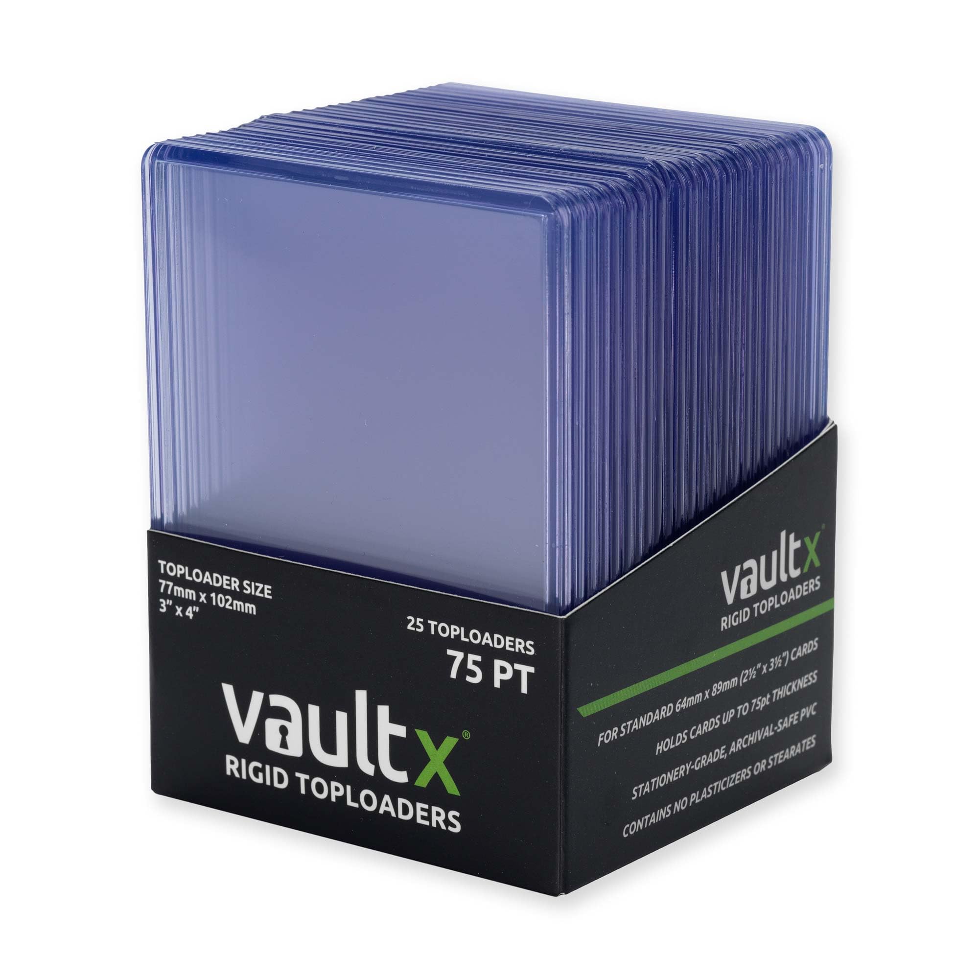 Vault X Toploaders 75pt, Trading Cards, Premium Extra Thick, 3" x 4" Seamless Rigid Card Holders, Hard Sleeves, Clear Protection for Collectible Card Games, Sports, TCG (25 Pack)