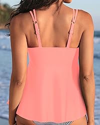 Womens Flowy Tankini Tops Only - Modest Bathing