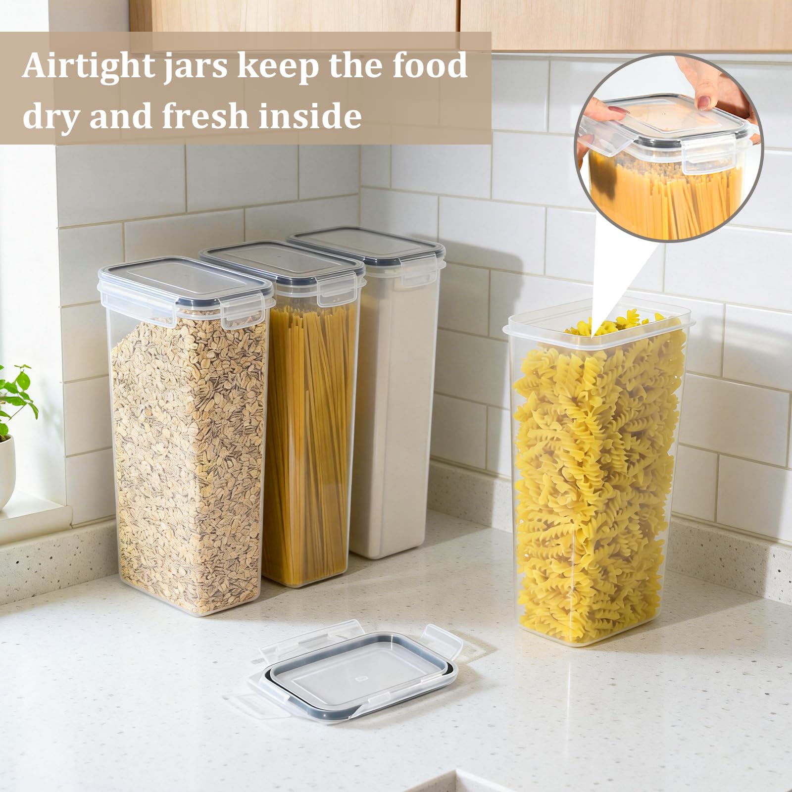 GoMaihe 6er Set Vorratsdosen mit Deckel Luftdichte: Vorratsbehälter mit Deckel 2800ml | Luftdichte Aufbewahrungbox Küche von Spaghetti, Nudeln, Mehl und Zucker | BPA-FREI | Spülmaschinenfest 4