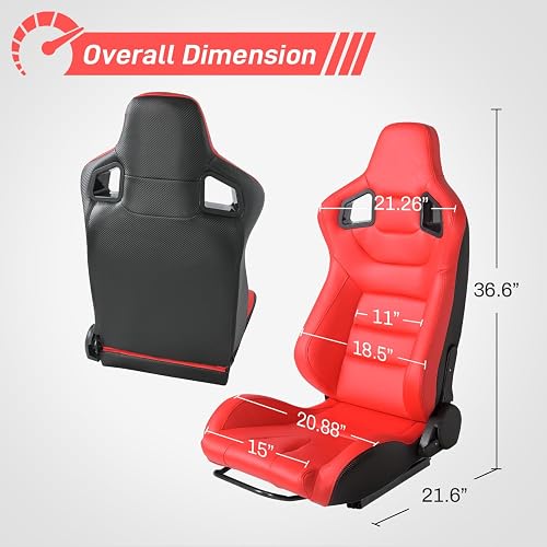 WIILAYOK 2 Pack Racing Seats, PVC Leather Universal Bucket Seats Pai