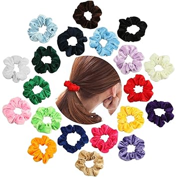 Amazon Com 20 Pcs Women Velvet Scrunchies Soft Elegant Elastic