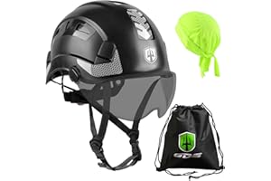GREEN DEVIL Safety Helmet Hard Hat with Chin Strap Vented Lightweight Adjustable Hardhat for Men Women with Hi-Viz Design Ideal for Tree Climbing Work at Height