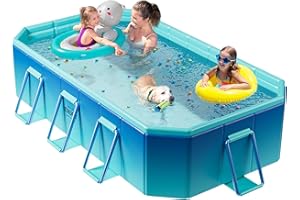SUPIIRAW Foldable Pool, Non-Inflatable Swimming Pool for Kids, Adults and Pets,Large Foldable Pool with Equipped with Sturdy Metal Brackets, Suitable for Outdoor Backyard Gardens 116" × 65" × 19"