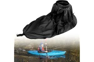Kayak Spray Skirt, Adjustable Nylon Waterproof Cover, Black, Water Sports Accessory