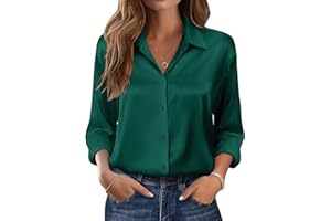 Zeagoo Womens Tops Long Sleeve Satin Silk Button Down Shirts Casual Business Dressy Blouses Fall Clothes