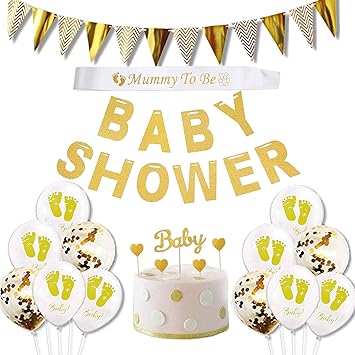 Baby Shower Decorations Gold And White Gender Neutral Supplies