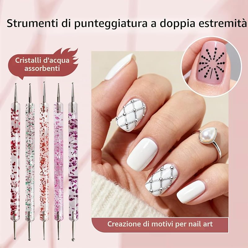 32 Pennelli Nail Art, Dotting, Manicure Francese, Pennello Polvere