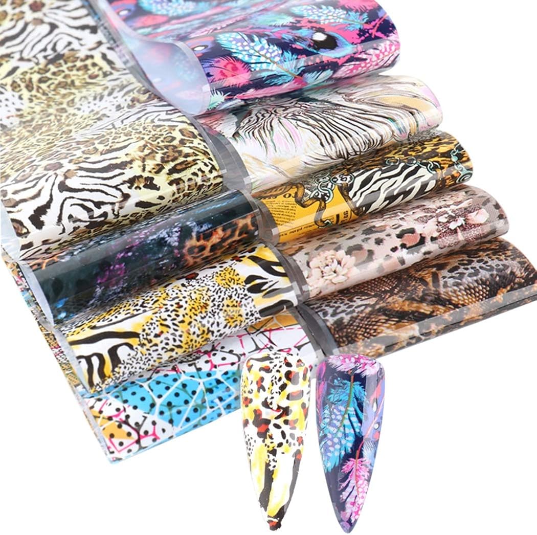 Fascigirl 10 Sheets Animal Skin Nail Art Foil Decorative Leopard Nail