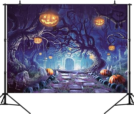 Amazon Capisco 7x5フィート 210x150cm ハッピーハロウィン写真背景 怖い木 パンプキンランタン 背景 写真スタジオ小道具 Sco93p バックペーパー 背景布 通販