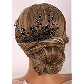 Kercisbeauty 3pcs Vintage Handmade Black Beads Long Hair Pins for Women Girls Wedding Bridal Hair Accessories for Halloween Party Prom