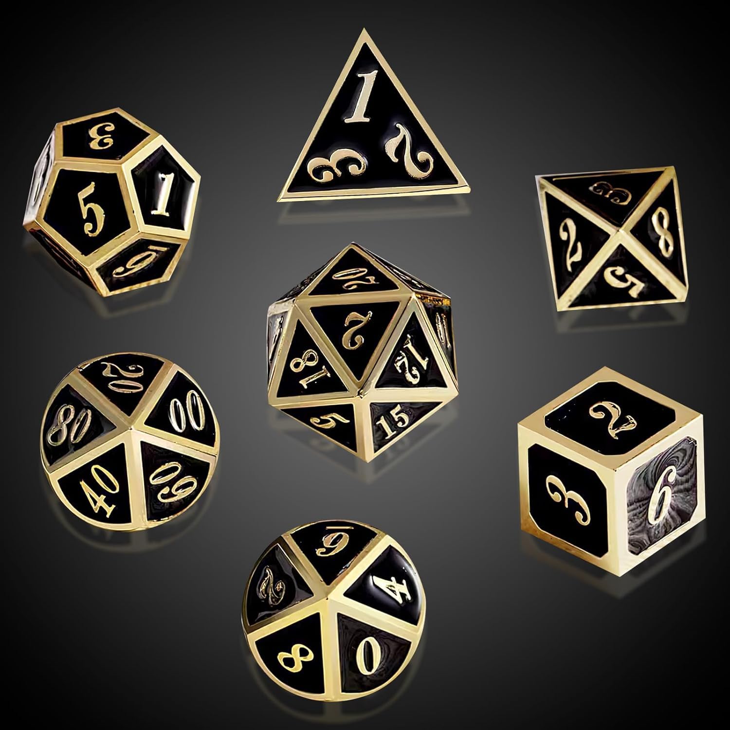 ORUZA DND Metal Dice Set, 7 PCS Polyhedral Dice Set D&D Metal Dice for Dungeons and Dragons RPG MTG Pathfinder Role Playing Tabletop Games