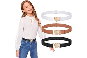 JASGOOD Elastic Belts for Toddler Kids Adjustable Boys Girls Teens Stretch Belts with Heart Buckle for Back to School