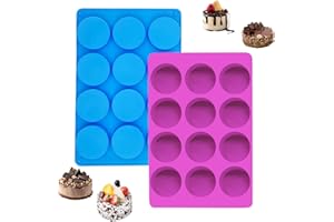 MEAJORE Oreo Mold Silicone, 2 PCS Silicone Mold Oreo Cookie Chocolate 12-Cavity Round Chocolate Covered Oreos Mold for Candy, Pudding, Mini Soap, Cupcake, Jello, Muffin