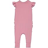 Posh Peanut Baby Girl Pajamas – Ruffled Cap Sleeve Romper PJs – Soft Viscose from Bamboo One-Piece for Babies & Toddlers (18-24 Months) Dusty Rose