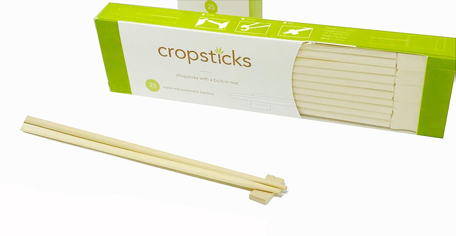 Disposable Chopsticks Bamboo From Shark Tank 25 Pack Cropsticks Built-in Rest (1)