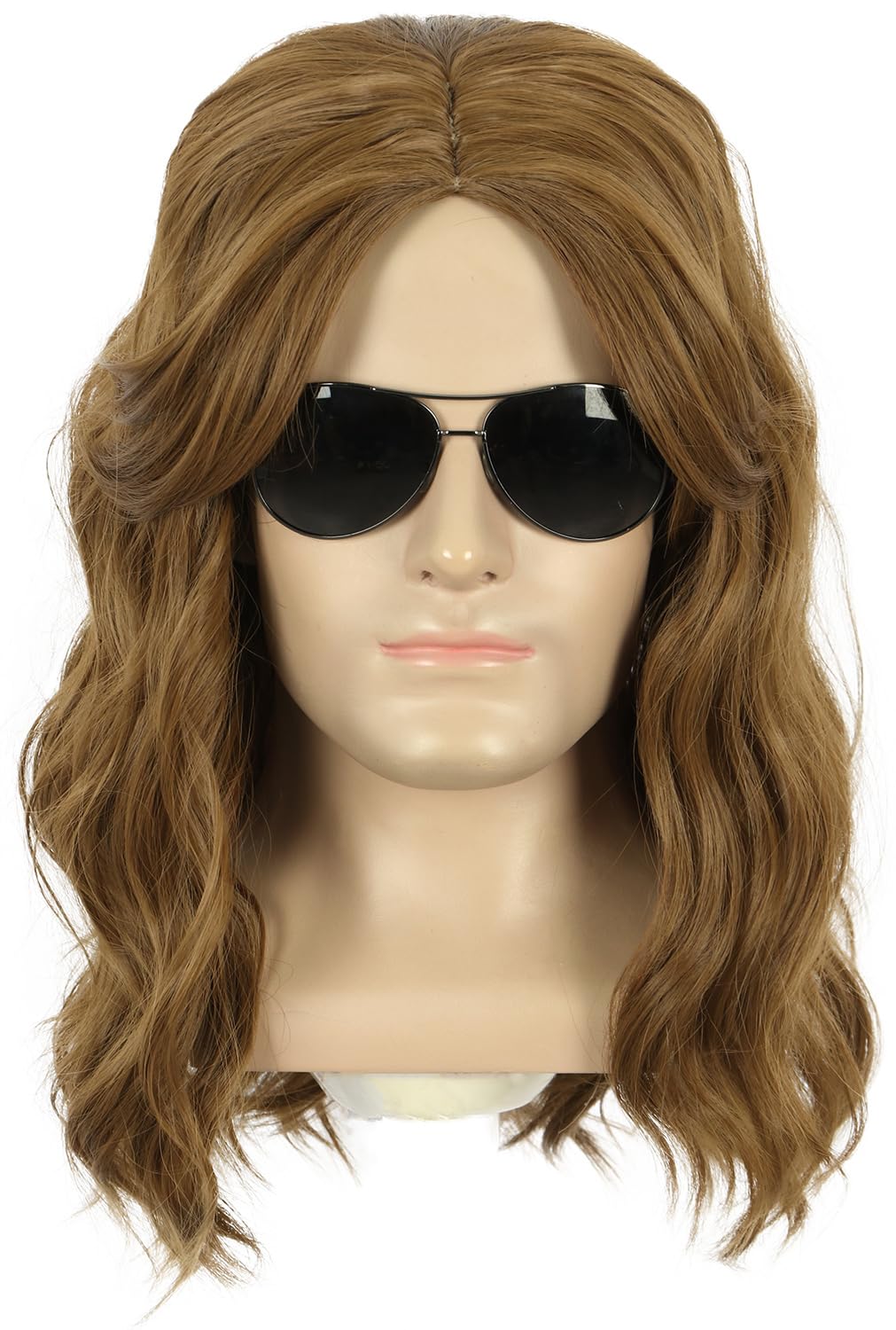 Yuehong Men Long Curly Wavy Brown Wig Film Anime Cospaly Costume Hair Heat Resistant Synthetic Fibers Soft Durable Breathable Wig โ image 1