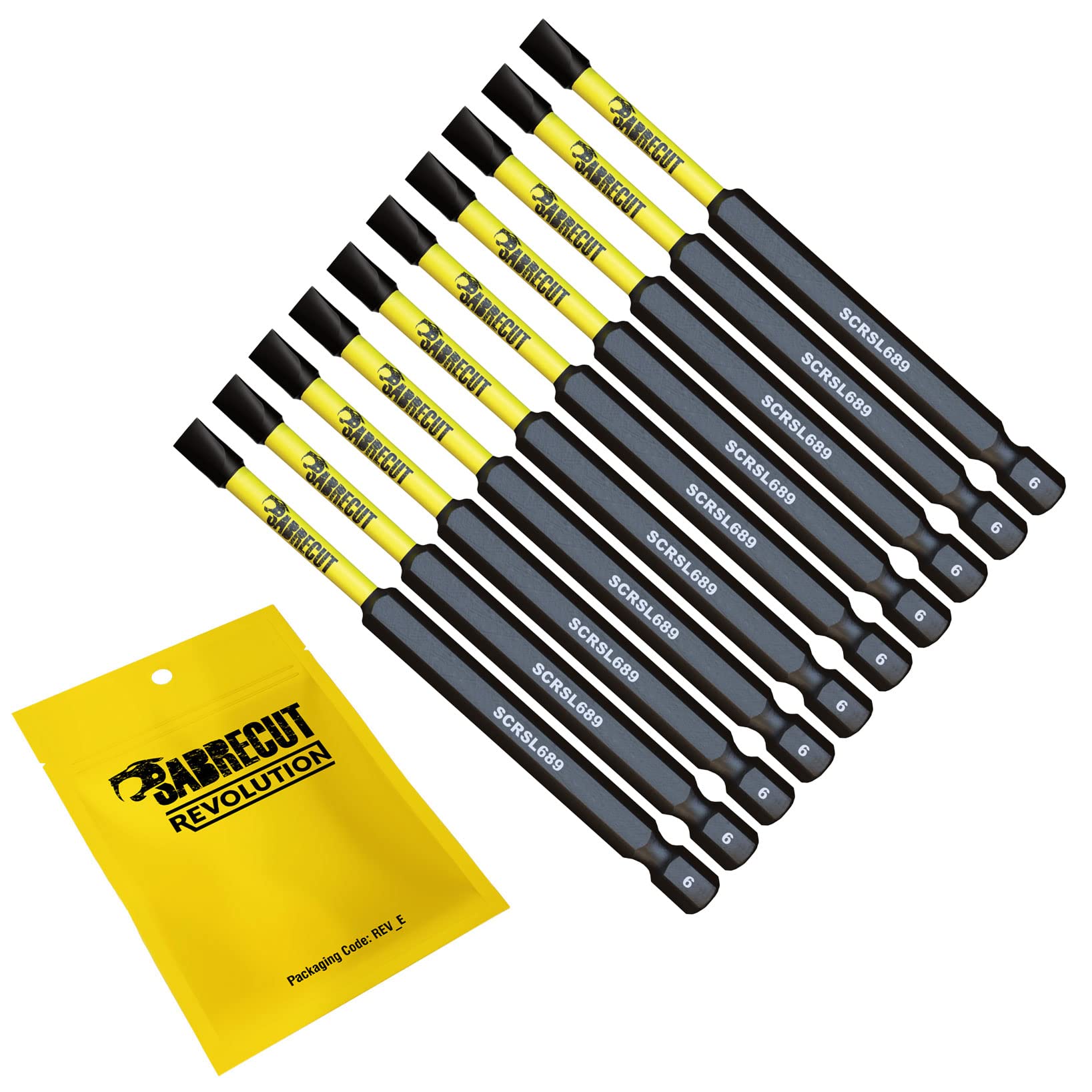 10 x SabreCut SCRSL689_10 89mm SL6 Slotted Magnetic Impact Screwdriver Driver Bits Set Single Ended Heavy Duty