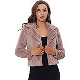 Allegra K Women's Cropped Faux Fur Jacket Lapel Cardigan Shrug 2024 Winter Fluffy Faux Fur Coat