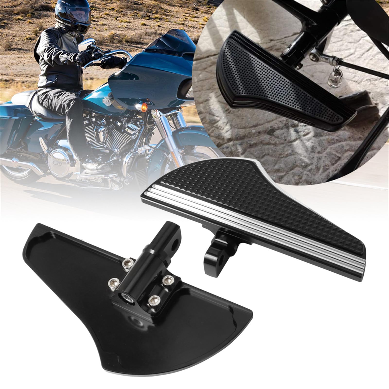 Photo 1 of GUDITEM Motorcycle Floorboards CNC Male Mount Foot Pegs For Harley Touring Softail, White