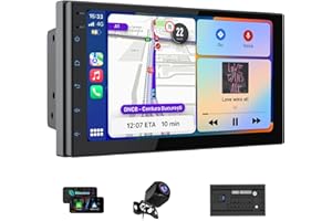 Haudio 7 “ Double Din Car Stereo, Touch Car Radio with Wireless Apple Carplay & Android Auto, Mirror Link, Bluetooth, SWC, Subwoofer Output, 5.1 CHN, Backup Camera, FM/AM Radio