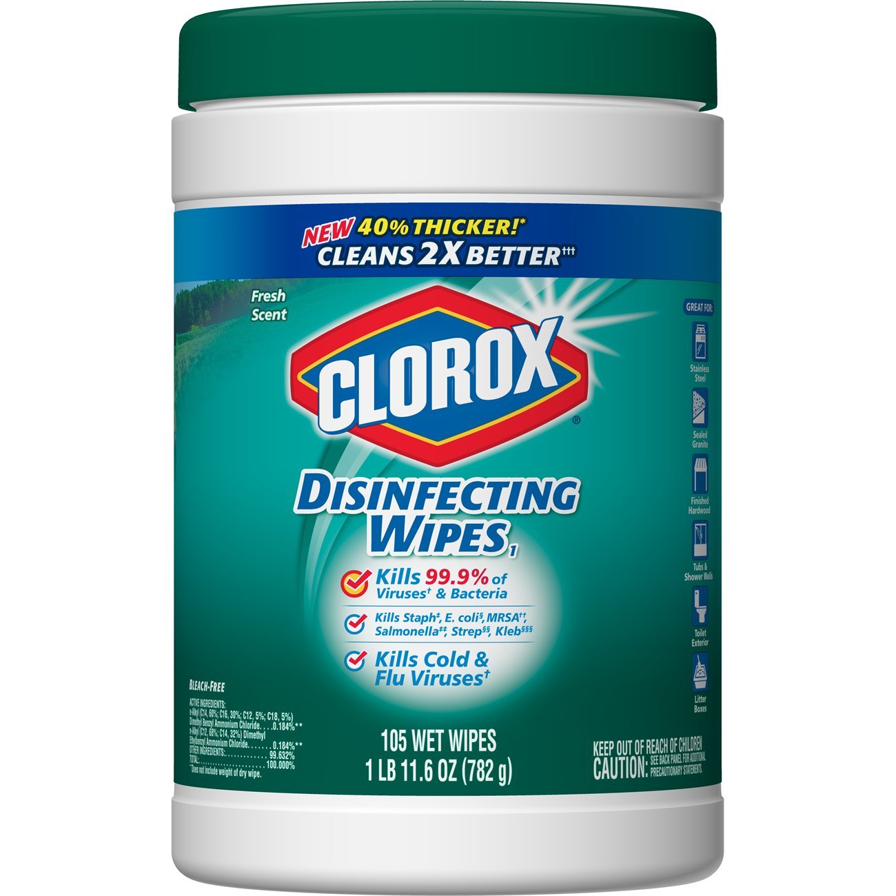 Clorox Disinfecting Wipes, Fresh Scent 105 Count (Pack of 4) Amazon