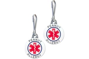 SHOREWOOD MEDICAL “Peanut Allergy” Medical Alert Tags. Message Printed on Both Sides. Durable Metal Two Piece Set
