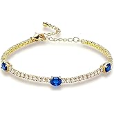TALOKIGEMS Birthstone Tennis Bracelets for women 18k Gold Tennis Bracelet with Cubic Zirconia Birthday Mother's Day Christmas Gift for Mom Wife Girlfriend