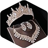 Kamirola Tiaras and Crowns for Women,Tiaras Earrings Necklace, Crystal Bridal Jewelry Set, Costume Party Halloween Prom Pageant Jewelry for Women(TR89