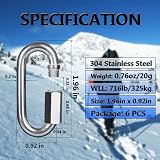Ekunbuy 304 Stainless Quick Link 3/16 in Heavy Duty Locking Clip six pack view 2
