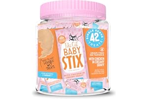TIKI PETS Tiki Cat Baby Stix Wet Cat Treats, Chicken in Creamy Gravy, 0.28 oz. Sachets (42 Count Jar)