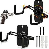 Yaocom 2 Pack Pistol Wall Mount Rack Slat Wall Gun Rack 360 Degree Left Right Adjustable Handgun Display Holder Fits Most Pistol Revolver Rifle Scope Display Heavy Duty Steel (Assembly Style)