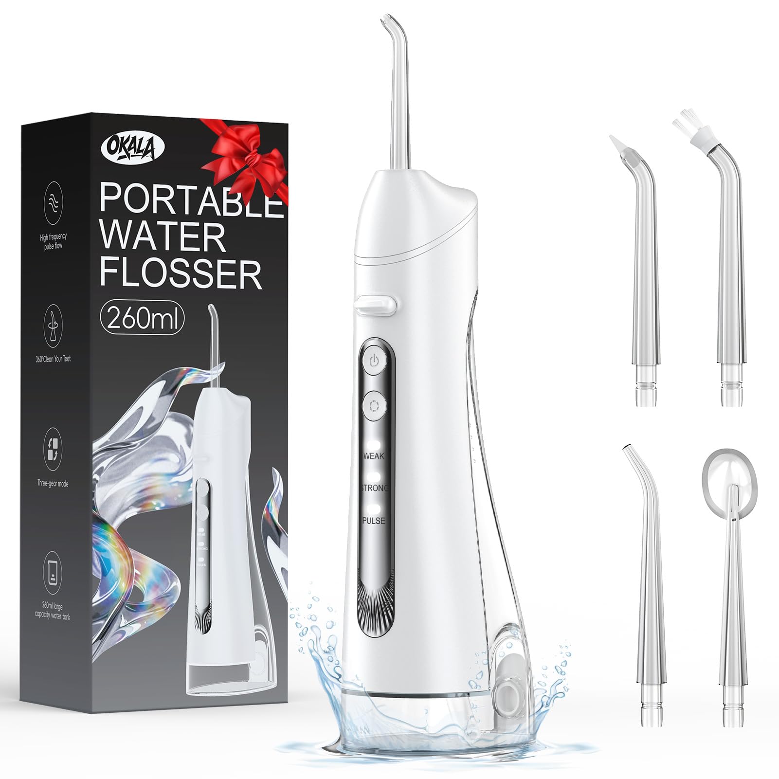 Photo 1 of Water Flossers for Teeth-Rechargeable Water Flosser Cordless, 3 Modes Oral Irrigador Dental, IPX7 Waterproof Portable Electric Flosser for Teeth, Gums, Braces Care, for Home and Travel(White)