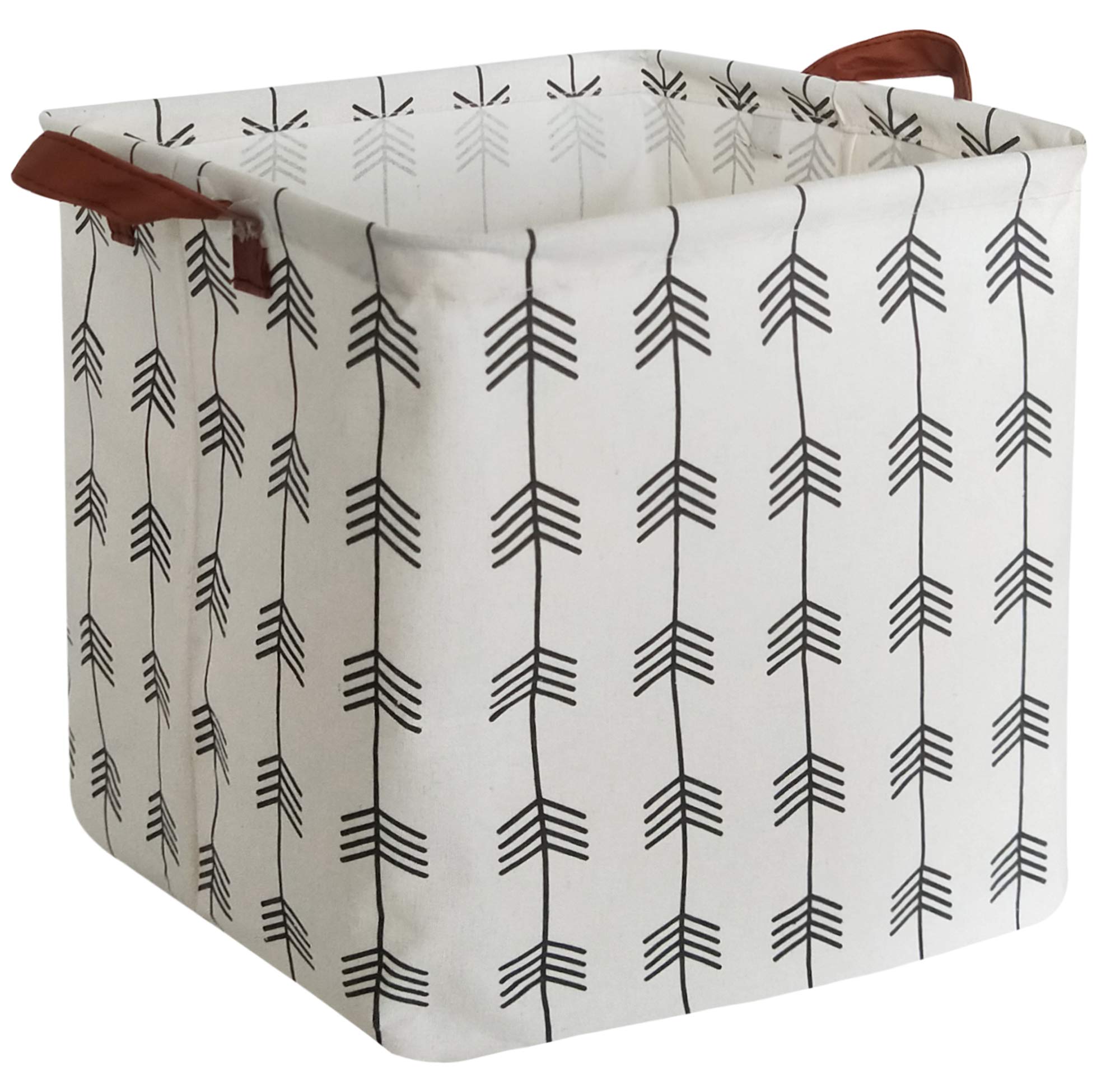 HIYAGON Square Storage Bins，Laundry Baskets Canvas Fabric Waterproof Collapsible Nursery Box with Handles for Gift Baskets for Kids, Office, Bedroom, Clothes,Baby Shower,Toy Organizer(Arrows).