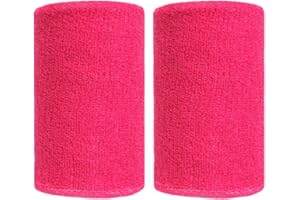 BBOLIVE 4' Inch Wrist Sweatband in 32 Different Neon Colors - Athletic Cotton Terry Cloth - Great for All Outdoor Activity(1 Pair)