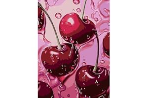 AIBOERL Cherry Diamond Art Kits for Adults,Cherry 5D Diamond Painting Kits for Adults Beginners,DIY Full Round Drill Diamond Dot Painting Gem Art Kits for Adult, Home Wall Decor 12x16Inch