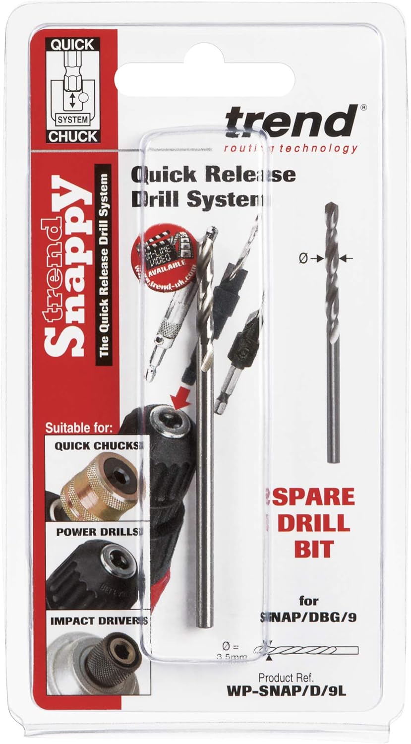Trend Snappy 9/64 Inch Diameter Replacement HSS Drill Long for DBG/9, Silver, WP-SNAP/D/9L - Image 4