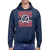 Hybrid Sports NFL - Houston Texans - Stacked Banner Circle - Men's and Women's Pullover Hooded Fleece Sweatshirt - Size Medium - NAVY